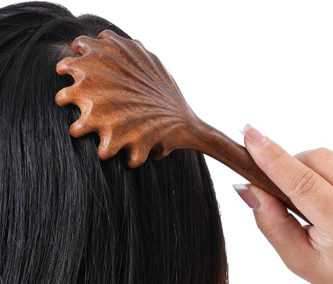 Handcrafted Wooden Scalp Massager - Scalp Scrubber for Hair Growth and Stress Relief, Made with Natural Wood, Scalp Brush Massager for Dandruff Reduction, Unique Gift for Mom, Dad & Self-Care Lovers