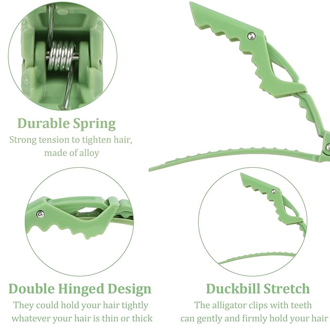 30 Pack Alligator Hair Clips for Styling, Sectioning Crocodile hair Clips Professional Barber Accessories for Salon of Thick Curly Volume Hair (Green)