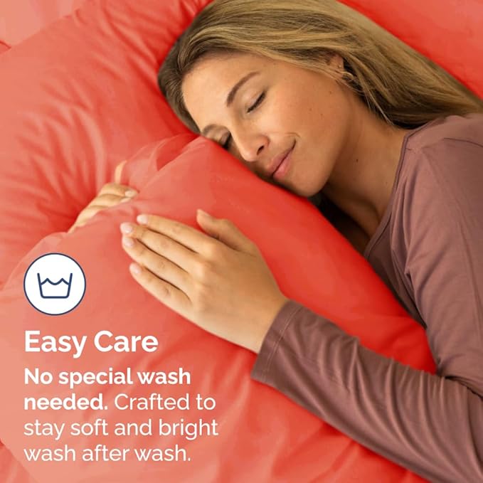 Queen Pillow Cases Set of 4 - Ultra Soft Hotel Quality Pillowcase Covers - Comfy, Cozy & Wrinkle Free - Shrinkage, Stain and Fade Resistant - Machine Washable Pillow Protectors - 4 Piece Set - Coral