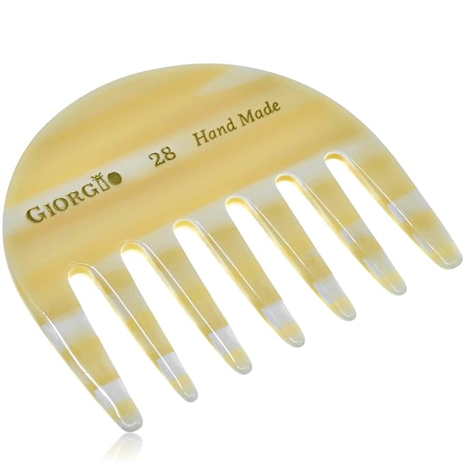 Giorgio G28 & G63 Small Travel Purse Detangling Comb, Wide Teeth Pocket Comb for Thick Curly Wavy Hair. Detangler Combs for Wet or Dry Hairs. Handmade, Saw-Cut and Hand Polished