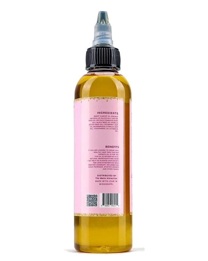 The Mane Attraction Hair Oil for All Hair Types, Infused with Rosemary Oil, Castor Oil & Black Seed Oil - Stimulating Hair Growth, Seals in Moisture, Soothes Irritated Scalp - 4 Fl Oz