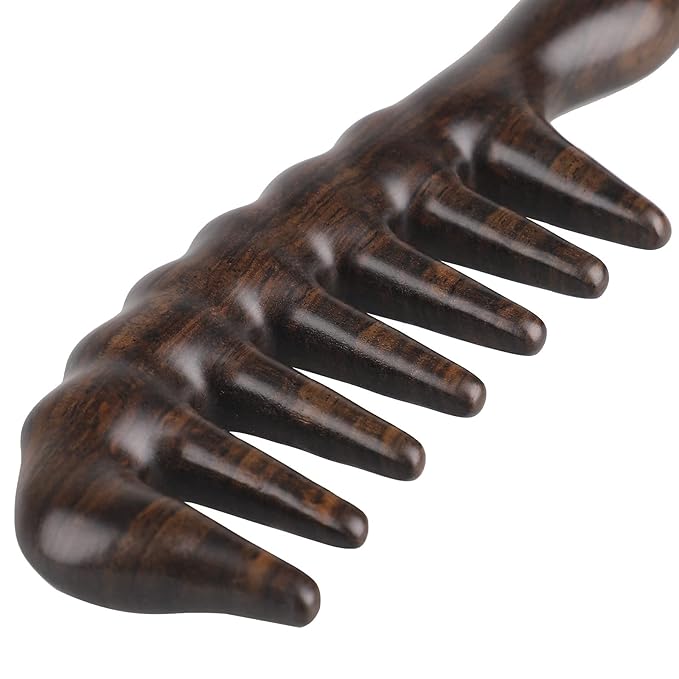 Onedor Handmade 100% Natural Black Sandalwood Hair Combs - Anti-Static Sandalwood Scent Natural Hair Detangler Wooden Comb (Thickening Comb)