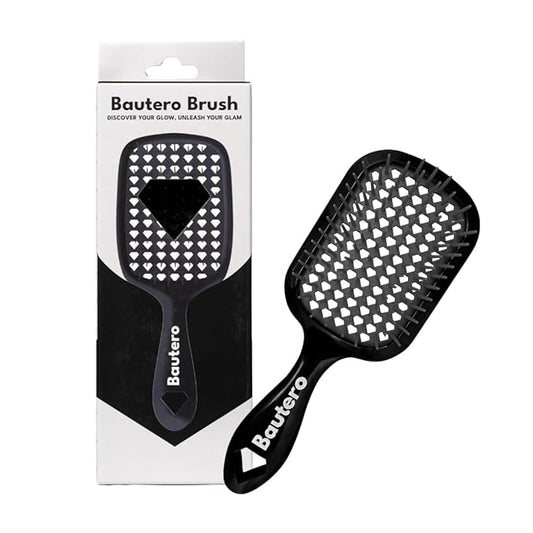 Bautero Brush Detangler Brush for Wet & Dry Hair, Pain-Free Brushing on All Hair Types, Knot Removal, Vented Hair Brush, Juni Midnight