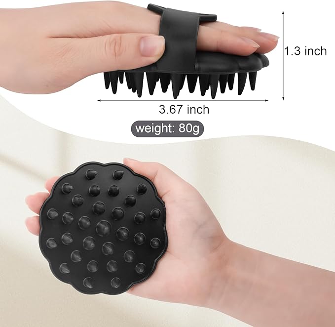 Scalp Massager Hair Growth, Scalp Scrubber Wiht Silicone Bristles, Head Massager Scalp, Wet Dry Hair Care Scalp Scrub for Women Man (Black)