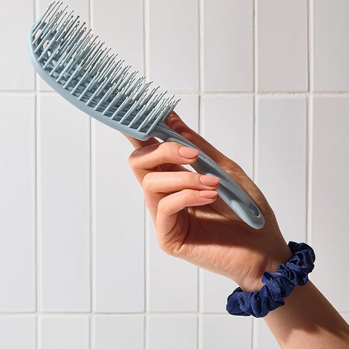 Kitsch Detangler Brush – Flexible Curly Hair Brush for Women, Men & Kids | Detangling Hairbrush with Bendable Frame and Ultra-Smooth Bristles for Wet or Dry Strands - Haze Blue
