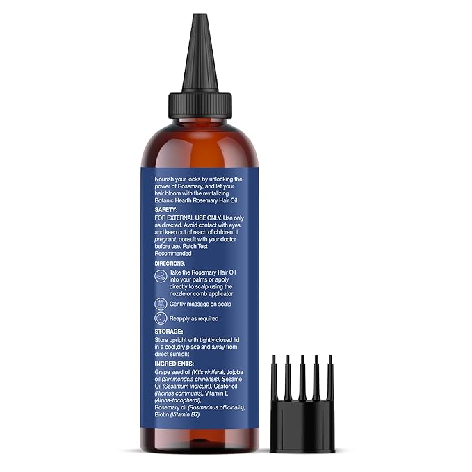Botanic Hearth Hair Oil for Hair Growth | Rosemary Oil for Hair Growth with Biotin, Castor & Jojoba | Scalp Oil & Dry Scalp Treatment | Color Safe | All Hair Types | 4 Fl Oz