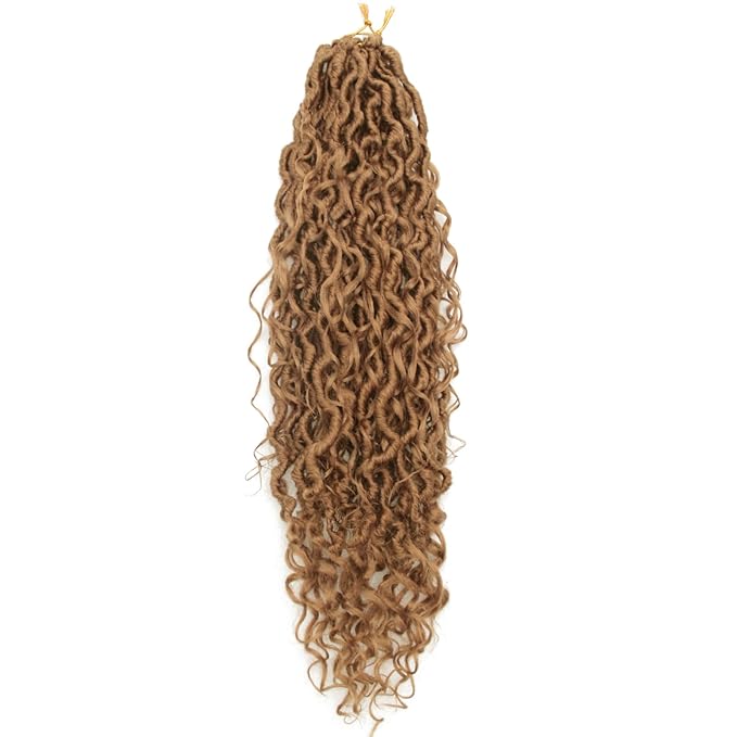 8Packs Goddess Locs Crochet Hair 18Inch Boho Faux Locs,Crochet Loc With Curly Ends River Hippie Bohemian Loc Crochet Hair for Black Women(27#, 18inch(Pack of 8))