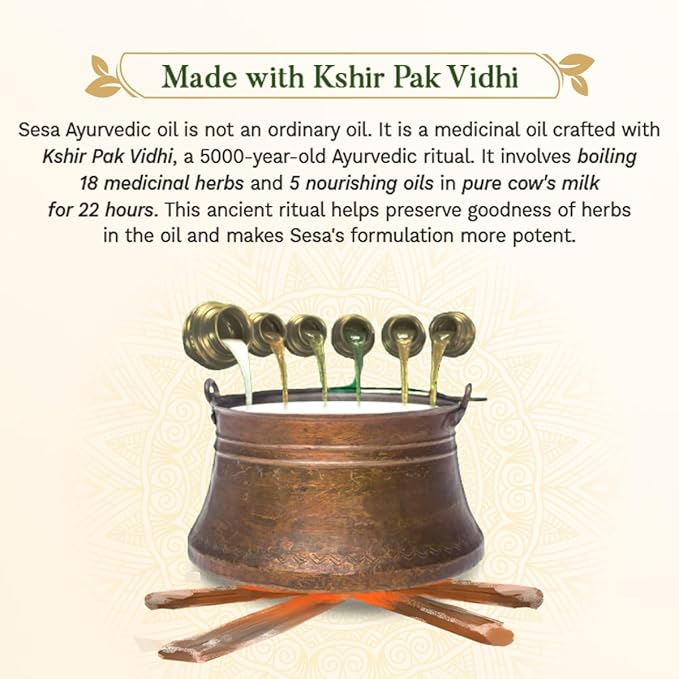 SESA Ayurvedic Hair Oil With Bhringraj & 17 Rare Herbs With Coconut Oil and 4 Nourishing Oil For Hair Growth Help Control Hair Fall & Easy Hair Oil Applicator For Women and Men, 6.76 Fl Oz or 200 ml