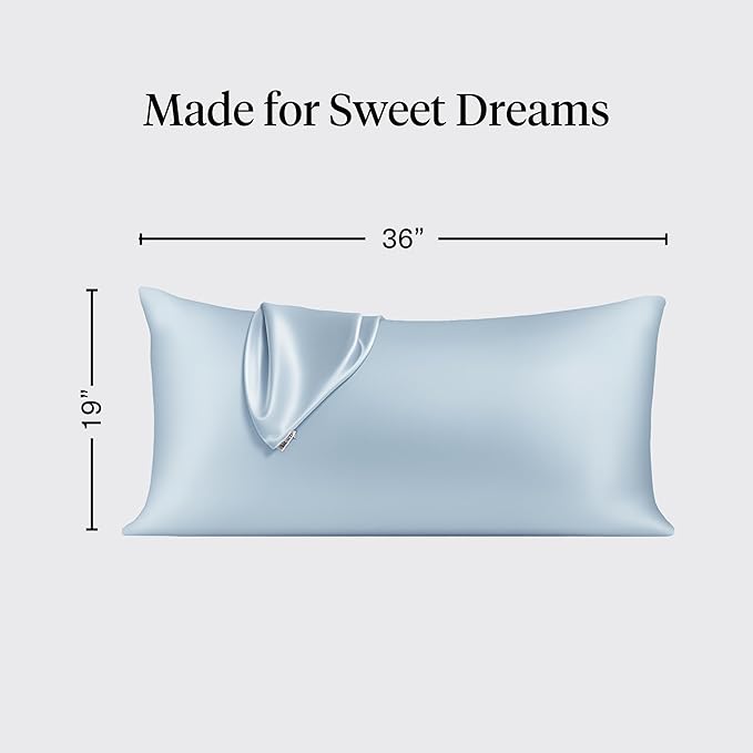 Kitsch Satin Pillowcase, Softer Than Silk Pillow Cases King, Cooling Pillow Covers, Satin Pillowcase with Zipper for Hair, Skin & Quality Sleep, Wrinkle-Free & Smooth, King Size 19"x36", Haze Blue