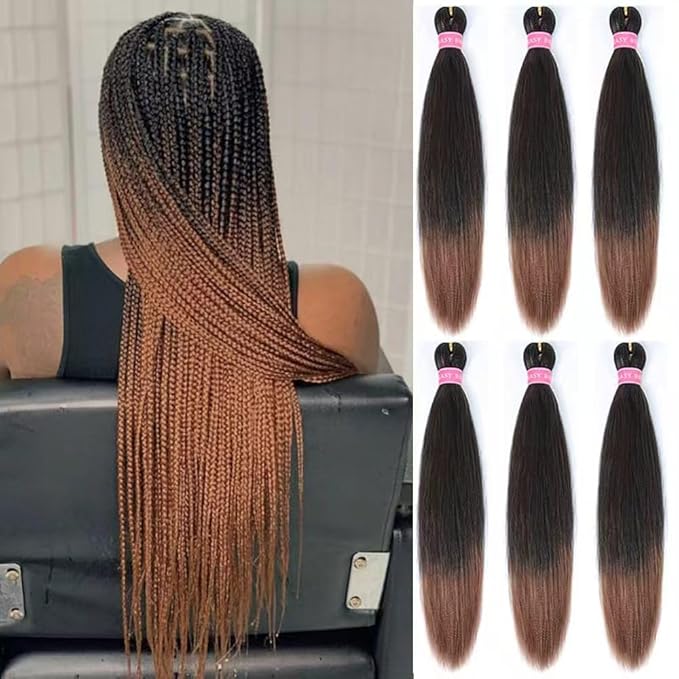 AQINBEL Braiding Hair 26 Inches 8 Bundles/Packs Crochet Twist Pre Stretched Braiding Hair for Braids Yaki Straight Texture Ombre Braiding Hair Extensions for Women(Black/30#)