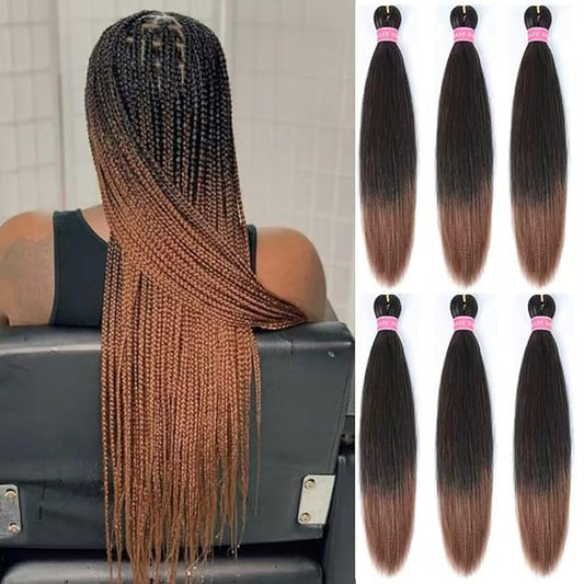 AQINBEL Braiding Hair 26 Inches 8 Bundles/Packs Crochet Twist Pre Stretched Braiding Hair for Braids Yaki Straight Texture Ombre Braiding Hair Extensions for Women(Black/30#)