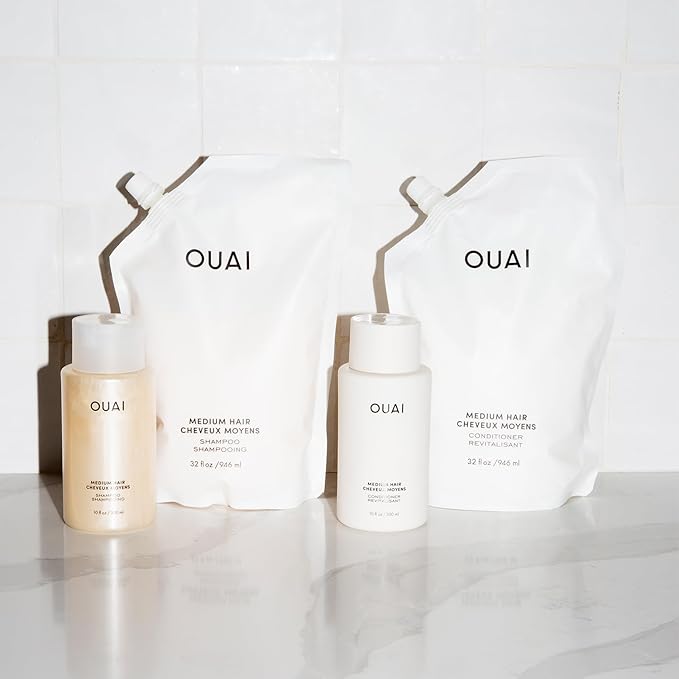 OUAI Medium Conditioner - Hydrating Hair Conditioner with Coconut Oil, Babassu Oil, and Keratin - Strengthens, Repairs and Adds Shine - Paraben and Phthalate Free Hair Care Products (10 Oz)