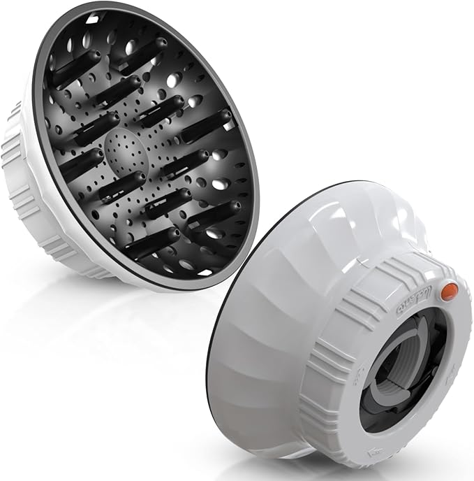 Universal Hair Diffuser: Hair Dryer Diffuser Attachment for Curly & Wavy Hair, Fits 1.4-2.4 Inch Nozzles, Ideal for Long Thick Hair, Hair Styling Tool，White