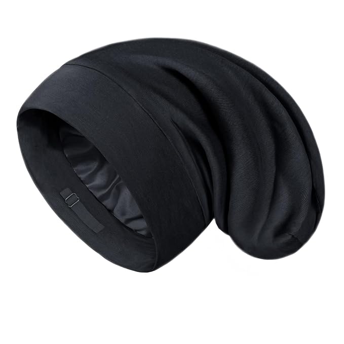OLESILK Silk Bonnet for Long Hair: 100% Mulberry Silk for Sleeping Women&Men, Extra Large Loc Cap for Braids, Adjustable
