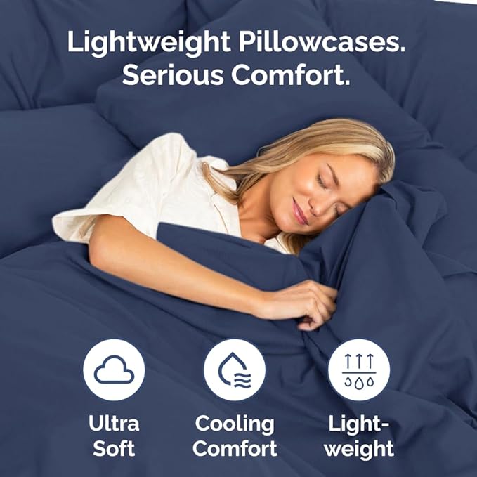 King Pillow Cases Set of 4 - Ultra Soft Hotel Quality Pillowcase Covers - Comfy, Cozy & Wrinkle Free - Shrinkage, Stain & Fade Resistant - Machine Washable Pillow Protectors - 4 Piece Set - Navy Blue