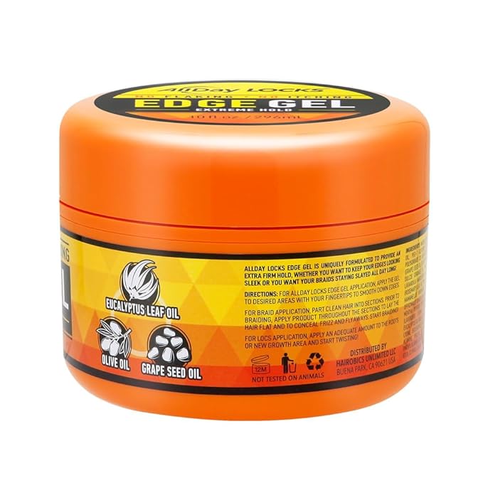AllDay Locks Edge Gel (10 oz) | Extreme Hold, Moisturizing Edge Control Smoother | Eucalyptus, Rosemary, Olive Oil | No Frizz, Flakes, or Grease | Sleek 'n Slay Edge & Baby Hairs | 10 oz