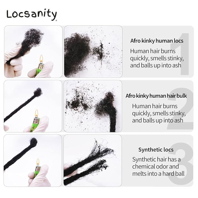 Locsanity Afro Kinky 100% Bulk Natural Human Hair - Braiding Hair for Dreadlocks, Loc Repair, Dreadlock Extensions, Twists, Braids - 8 Inches Long, 1 Oz - #613