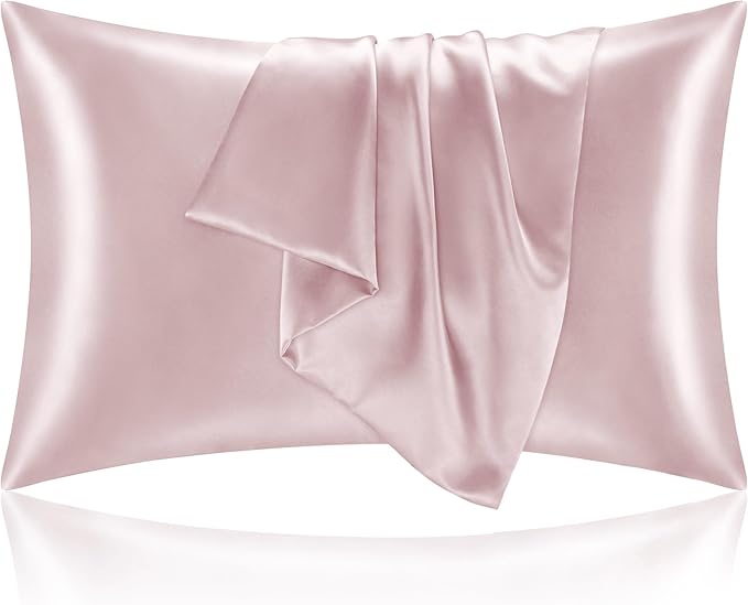 BEDELITE Satin Pillowcase for Hair and Skin, Super Soft and Cooling Similar to Silk Pillow Cases 2 Pack with Envelope Closure, Gift for Women Men(20"x40" King Size, Lotus Pink)