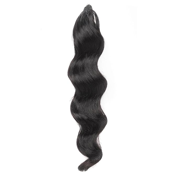 ToyoTress Ocean Wave Feather Crochet Human Hair - 10 Inch 50G Invisible Knotless Water Deep Wave Crochet Human Hair For Black Women Natural Color Braiding Hair (10 Inch, 1B-50G)