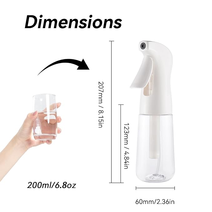 Spray Bottle for Hair (6.8OZ /200ML) Continuous Ultra Fine Mist Sprayer for Hair