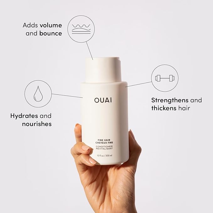 OUAI Fine Shampoo and Conditioner Set - Sulfate Free Shampoo and Conditioner for Women & Men - Made with Keratin, Marshmallow Root, Shea Butter & Avocado Oil - Free of Parabens & Phthalates (10 Fl Oz)