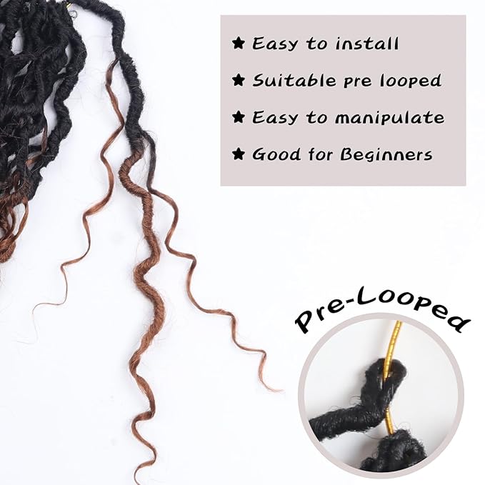 Goddess Locs Crochet Hair 12 Inch 9 Packs Synthetic Faux Locs Crochet Hair for Black Women, River Locs Hair Extensions Style Pre looped Crochet with Curly Ends