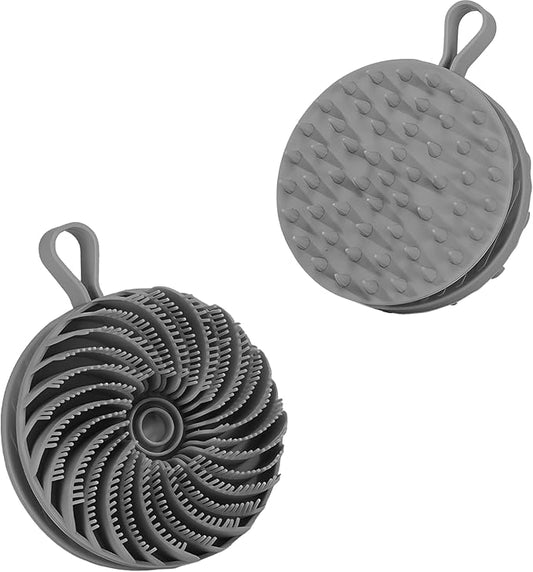 Larger Silicone Body Scrubber&Scalp Massager Hair Growth,Dual Sided Dual-Use,Exfoliating Body Scrubber,Wet&Dry Brush for Hair Massager Scalp,Silicone Shower Scrubber (Grey)