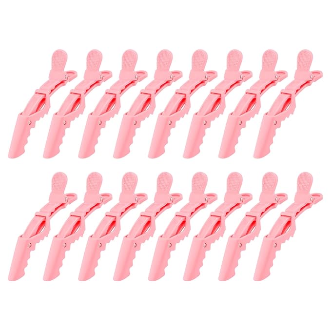 Ondder 24 Pack Large Alligator Clips for Hair Sectioning, Coloring, Cutting - Pink Pro Salon Barber Hair Styling Accessories for Women and Men