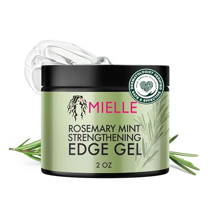 Mielle Organics Rosemary & Mint Edge Control Gel - Strong Hold Hair & Edge Gel for Women & Men - Infused with Biotin, Coconut & Babassu Oil to Encourage Longer, Healthier Hair (2 Fl Oz)