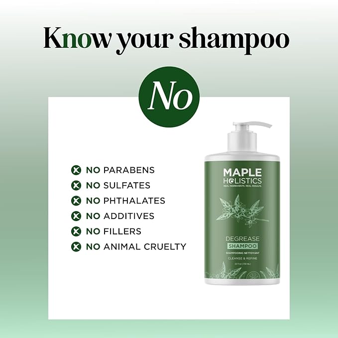 Maple Holistics Clarifying Shampoo for Oily Hair and Scalp - Deep Cleansing Shampoo Build Up Remover with Rosemary Oil - for Greasy Hair & Scalp - Vegan Color Safe Sulfate & Paraben Free (25 Fl Oz)