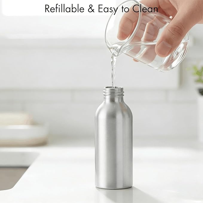 Youeon 12 Pack 4 Oz Fine Mist Spray Bottles, Reusable Aluminum Empty Spray Bottles, Small Refillable Bottle for Travel, Cosmetic, Perfume, Toner, Essential Oil Storage, Leak Proof