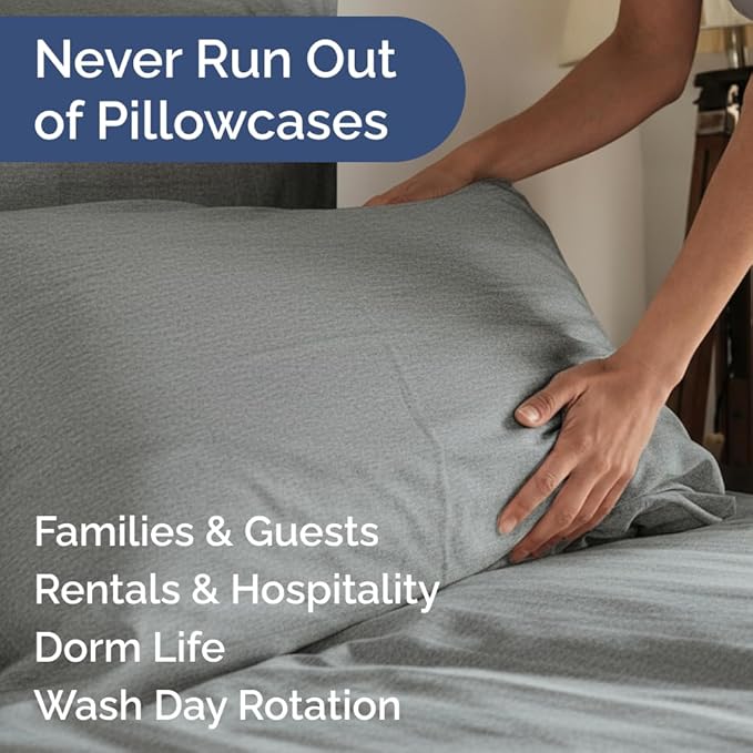 King Pillow Cases Set of 10 - Ultra Soft Hotel Quality Pillowcase Covers - Comfy & Wrinkle Free - Shrink, Stain and Fade Resistant - Machine Washable Pillow Protectors - 10 Piece Set - Heathered Grey