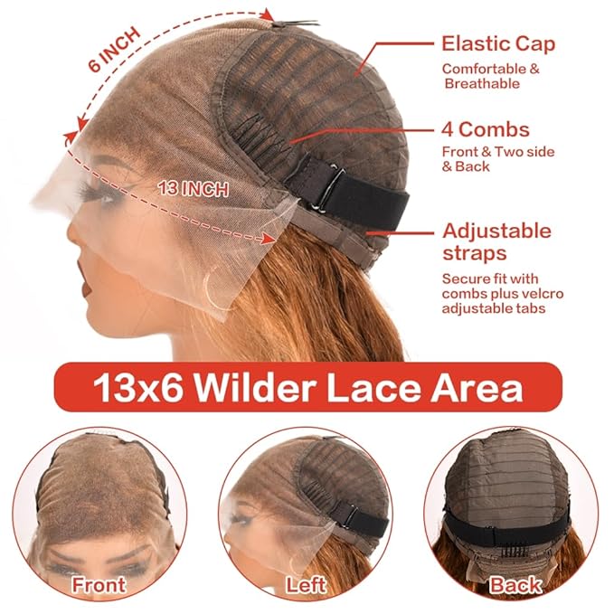 30inch Highlight Ombre Lace Front Wig Human Hair 13x6 HD Honey Blonde 4/27 Deep Wave Lace Front Wigs Human Hair 200 Density Glueless Wigs Human Hair Pre Plucked