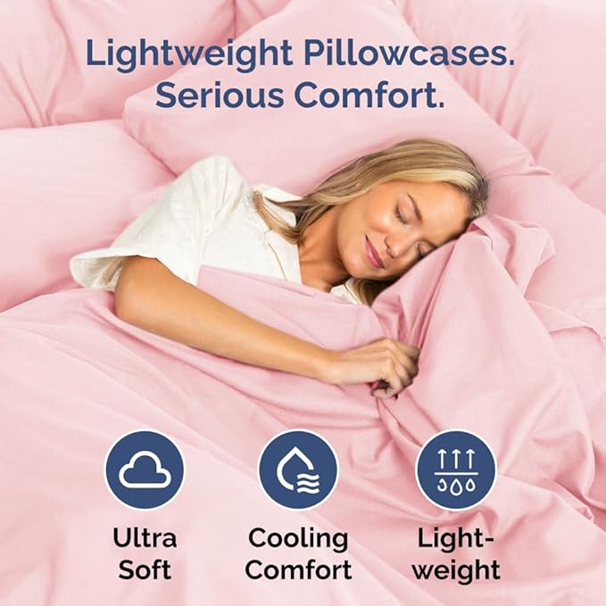Queen Pillow Cases Set of 4 - Ultra Soft Hotel Quality Pillowcase Covers - Comfy, Cozy & Wrinkle Free - Shrinkage, Stain & Fade Resistant - Machine Washable Pillow Protectors - 4 Piece Set - Baby Pink