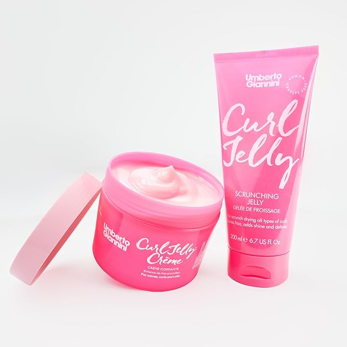 Umberto Giannini Curl Jelly Dream Duo - Curl Scrunching Jelly & Creme - Curl Cream & Gel for Defined, Healthy, Bouncy Curls, Coils & Waves