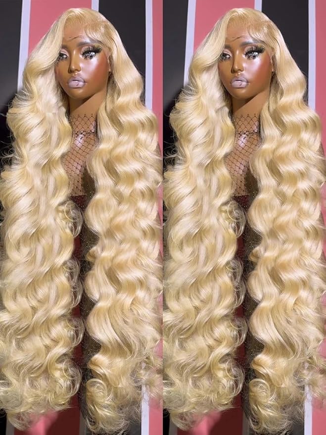 26Inch Blonde Wig Human Hair 13x6 613 Lace Front Wig Human Hair 180% Density HD Swiss Body Wave Lace Front Glueless Wigs Pre Plucked With Baby Hair(26 inch, 613 Blonde Wig)