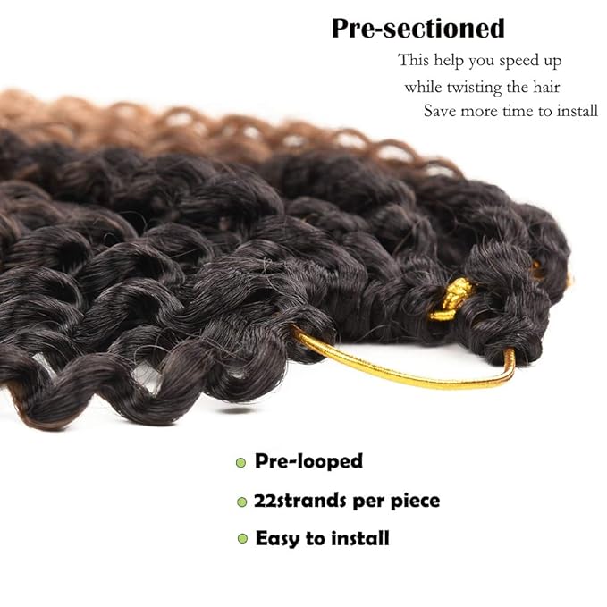 7 Packs Passion Twist Hair 18 Inch Long Water Wave Crochet Synthetic Curly Braids for Passion Twist Crochet Braiding Hair Long Bohemian Curly Hair (18inch, 1B/brown/honey blonde)