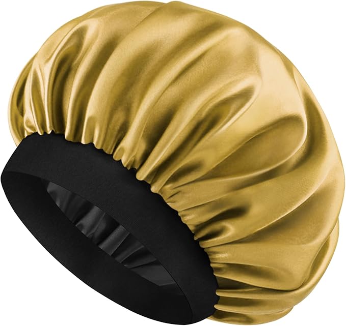 Satin Silk Bonnet for Men & Women, Double Layer Silk Sleep Bonnets, Soft Satin Lined Bonnet for Curly & Natural Hair