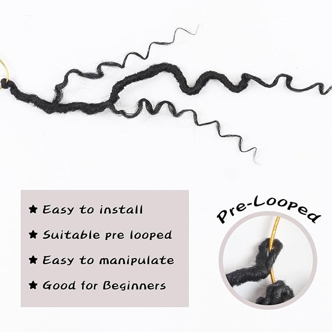 12 Inch Boho Style Synthetic Faux Locs Crochet Hair, 9 Packs, River Locs Hair Extensions, Pre looped, Curly Ends