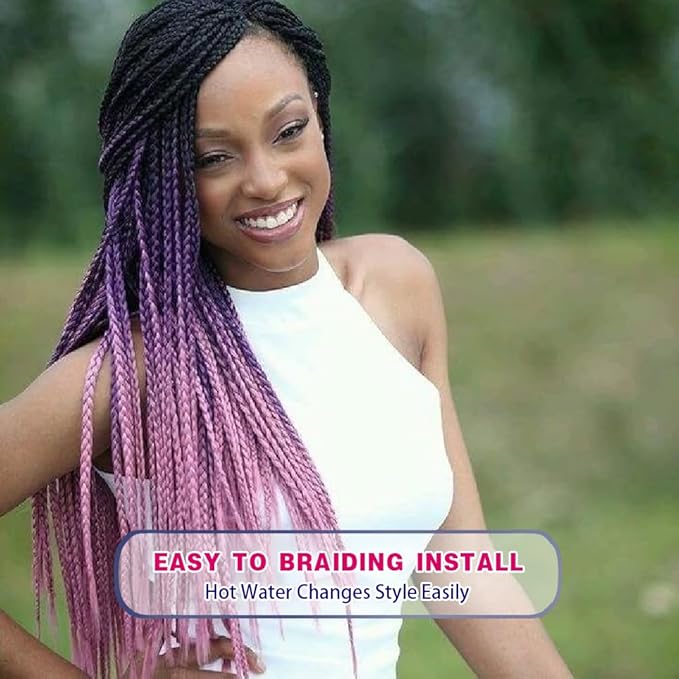 8 Pack Ombre Braiding Hair Pre Stretched - 36" 110G/Pack Premium Pre Stretched Braiding Hair Extensions, Professional Itch Free Hot Water Setting Perm Yaki Texture Prestretched Hair(1Bpink)