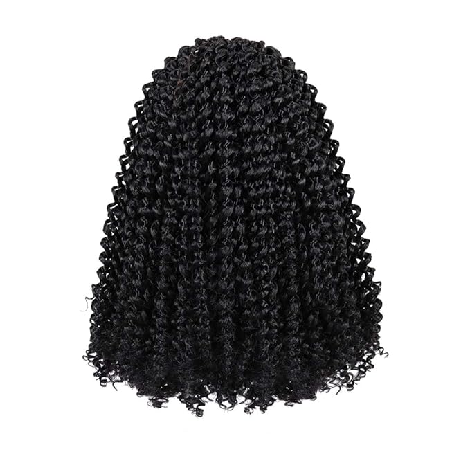 Dorsanee Black Passion Twist Hair 12 Inch 7 Packs Water Wave Crochet Hair Long Bohemian Curly Braiding Hair for Butterfly Locs, Faux Locs, Boho Style Spring Twist Crochet Braids (1#)