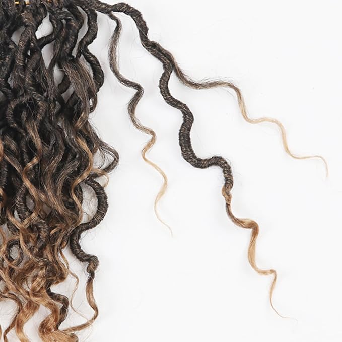 Goddess Locs Crochet Hair,12 Inch 9 Packs Synthetic Faux Locs Crochet Hair for Black Women,River Locs Hair Extensions Boho Style Pre looped Faux Locs with Curly Ends