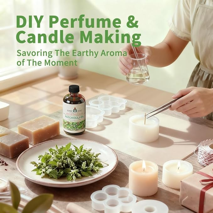 EVOKE OCCU Patchouli Essential Oil for Diffuser Skin Fragrance DIY Candle Soap Making - 4 FL Oz