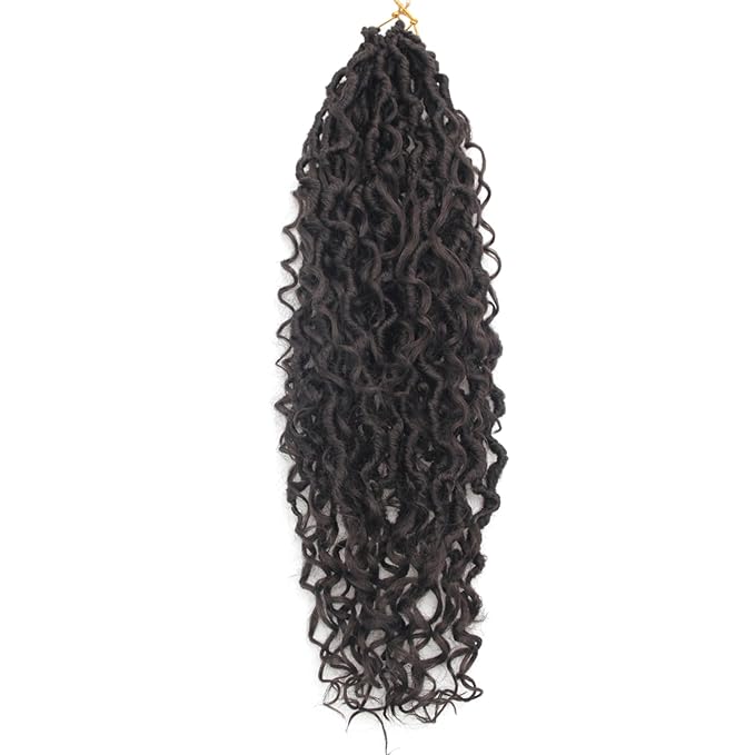8Packs Goddess Locs Crochet Hair 18Inch Boho Faux Locs,Crochet Loc With Curly Ends River Hippie Bohemian Loc Crochet Hair for Black Women(4#, 18inch(Pack of 8))