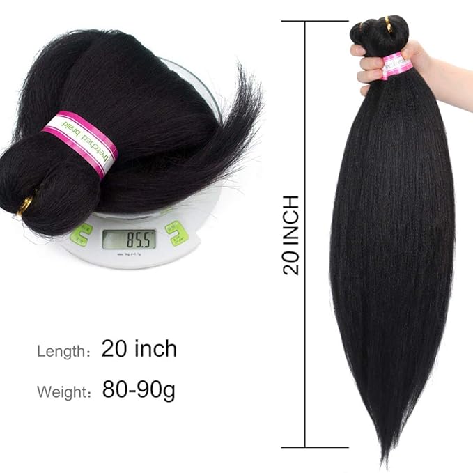 Dorsanee Natural Black Braiding Hair Pre Stretched 20 Inch 6 Packs Braiding Hair Extensions for Crochet Box Braids Twists Locs Hair Itch Free Soft Yaki Texture Hot Water Setting (20inch,#1B)