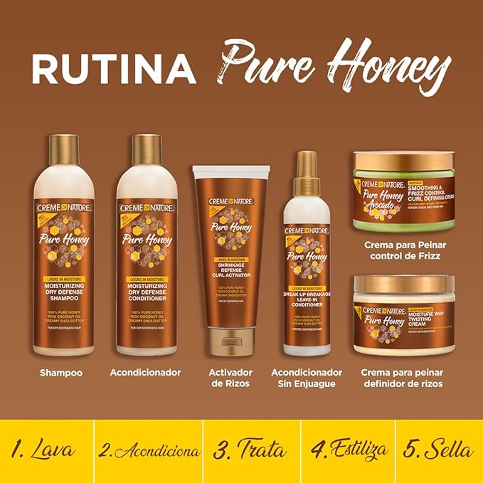 Creme of Nature Pure Honey Define Shrinkage Defense Curl Activator, Moisture-Rich Formula with Coconut Oil & Shea Butter, For Dry, Dehydrated Hair 10.5 oz