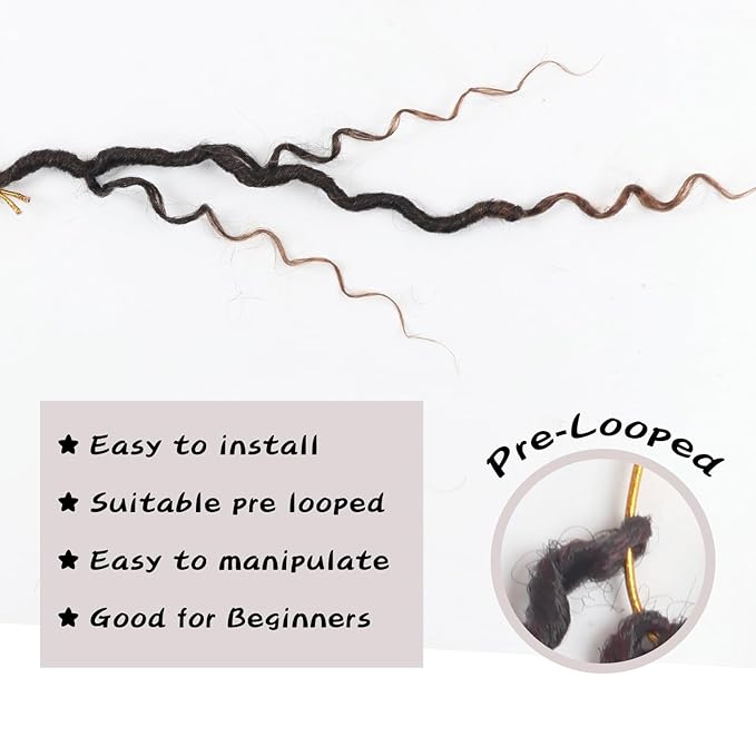 Goddess Locs Crochet Hair,12 Inch 9 Packs Synthetic Faux Locs Crochet Hair for Black Women,River Locs Hair Extensions Boho Style Pre looped Faux Locs with Curly Ends