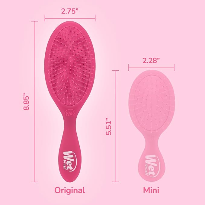 Wet Brush Original Detangler Hair Brush, Pink Frost - Ultra-Soft IntelliFlex Bristles - Detangling Brush Glides Through Tangles For All Hair Types (Wet Dry & Damaged Hair) - Women & Men (Pack of 2)