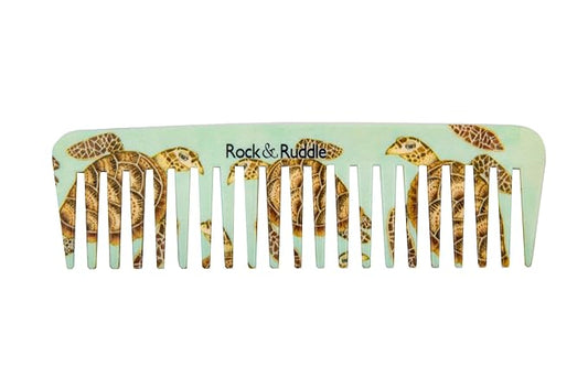 Rock & Ruddle Wide Tooth Comb | Perfect for Detangling Wet Hair and Applying Hair Color - Turtles