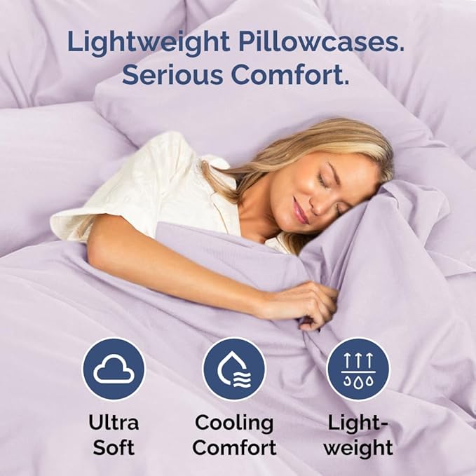 Queen Pillow Cases Set of 4 - Ultra Soft Hotel Quality Pillowcase Covers - Comfy, Cozy & Wrinkle Free - Shrinkage and Fade Resistant - Machine Washable Pillow Protectors - 4 Piece Set - Light Lavender
